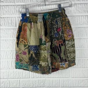 Bohemian Patchwork Floral Cargo Shorts